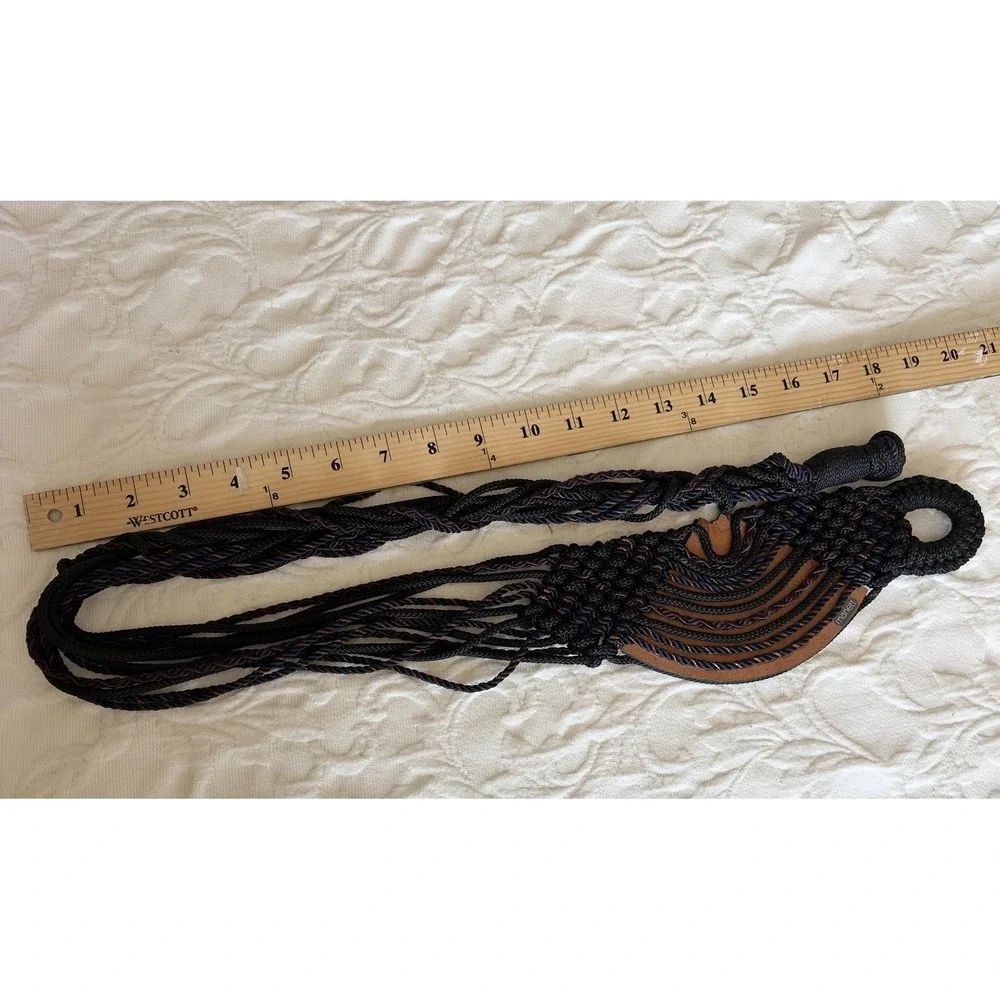 Vtg 70s 80s Signed Manett Macrame Beaded Boho Hippie Belt Couture Sz 34-36